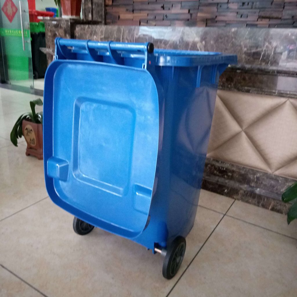 Blue plastic wheeled trash can PVC Box Manufacturers, Printed PVC